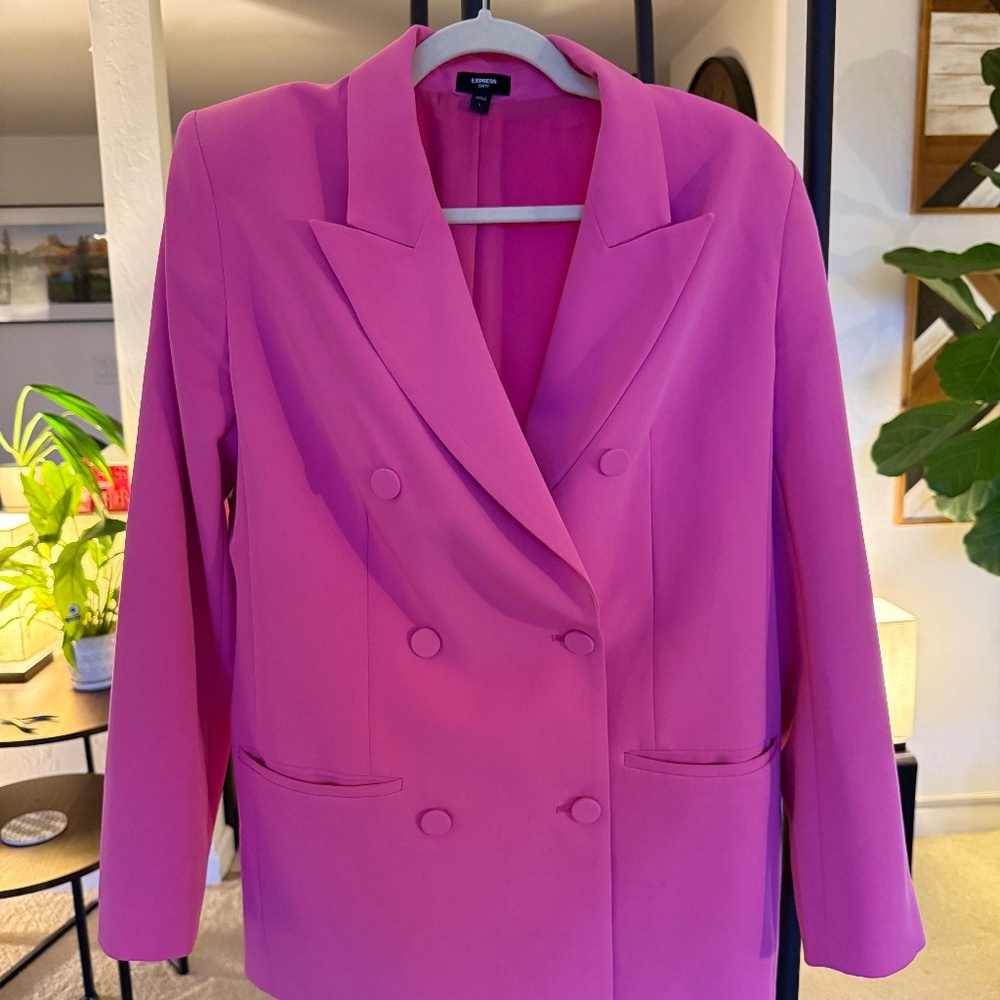 Express Double Breasted Hot Pink Blazer